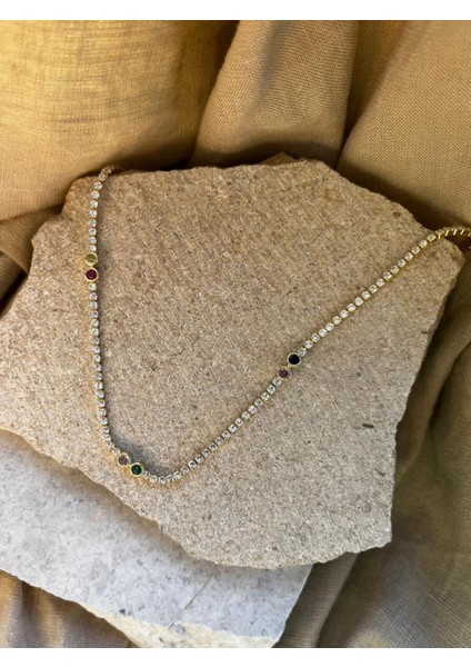 Taş Dizilim Renkli Taşlı Kolye