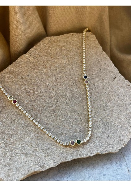 Taş Dizilim Renkli Taşlı Kolye fiyatları