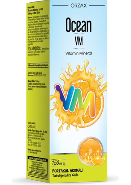 Vitamin Mineral Şurup Portakal Aromalı 150 ml Yorgunluk Azaltıcı ve Bağışıklık Destekleyici