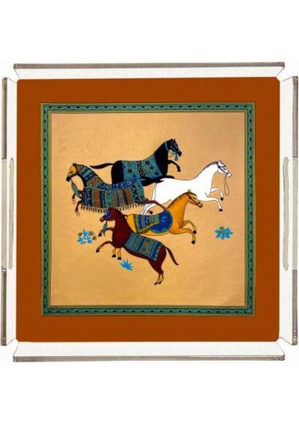 Figüratif At Pleksi Tepsi - PT2111 - 25X25CM