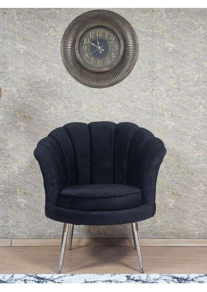 Tekli Istiridye Krom Kaplama Sivriltme Ayak Çay Seti Koltuk Tekli Berjer , Balkon, Salon, Ofis Siyah Renk 47 x 47 Boyut/ebat fiyatları