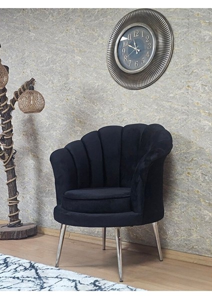 Tekli Istiridye Krom Kaplama Sivriltme Ayak Çay Seti Koltuk Tekli Berjer , Balkon, Salon, Ofis Siyah Renk 47 x 47 Boyut/ebat fırsatları