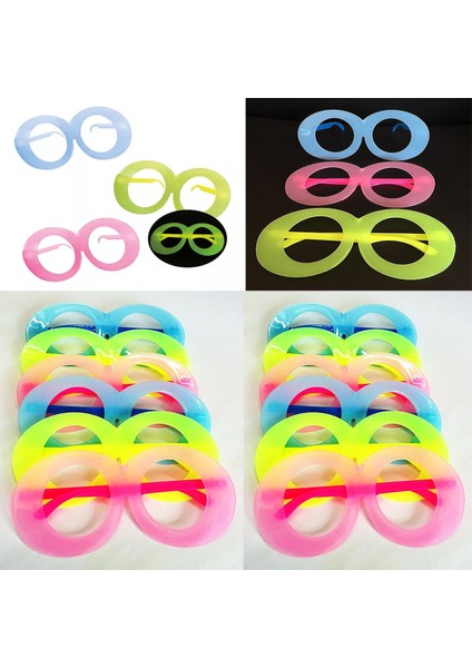 Büro Ev Ofis Gösteri Parti Kostümü Için 12ADET Oval Fosforlu Parlar Gözlük Seti