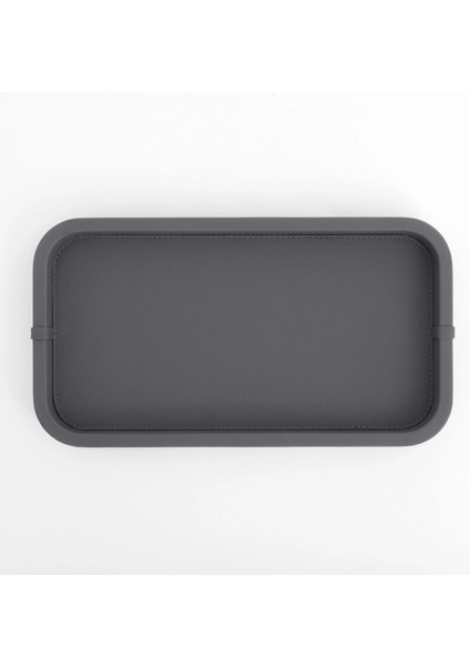 Marta Dekoratif Deri Tepsi Antrasit 35X19X3 cm