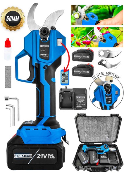 M-50 mm Dijital Kömürsüz Akülü Bağ Dal Ağaç Kesme Biçme Budama Şarjlı Makası Makas Makinesi fiyatları