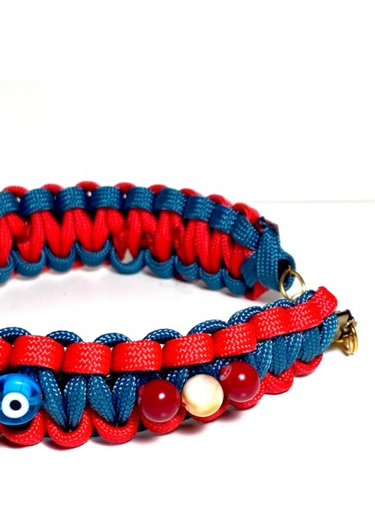 El Yapımı Dayanıklı ve Sağlıklı Çok Renkli Paracord Nazar Boncuklu Kedi & Köpek Kolyesi Sağlam Kalın Klipsli fırsatları