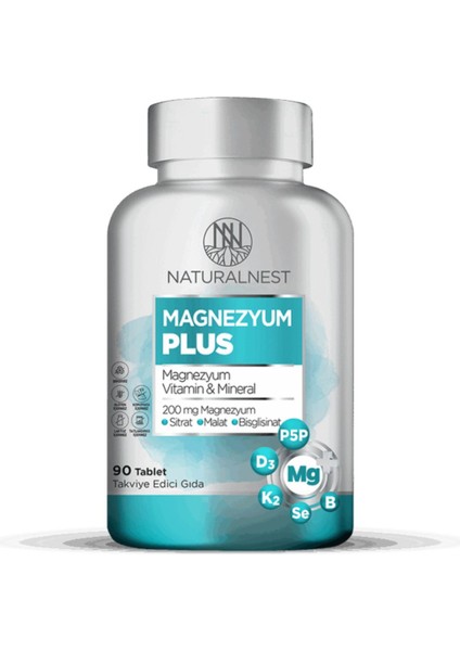 Kargo Bedava Hızlı Teslimat Magnezyum Plus 90 Tablet - 1 Natural Nest Magnezyum Plus 90 Tablet