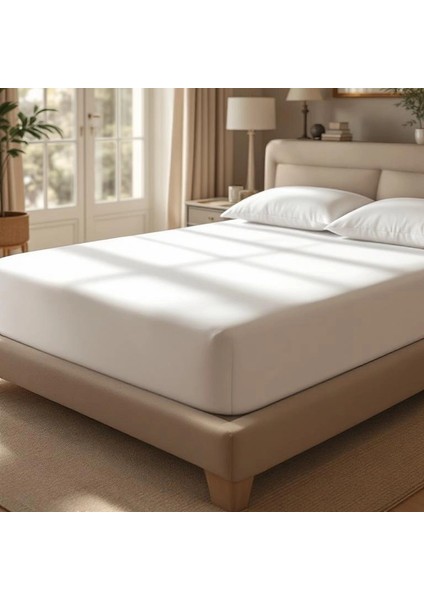 Odin 300 Tc Pamuk Saten King Size Çarşaf Beyaz