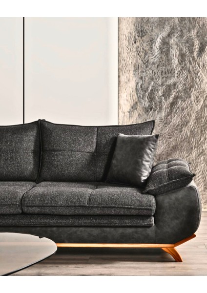 Azir Yataklı ve Bazalı Üç Adet Üçlü Kanepe & 3'lü Koltuk (3+3+3) - Antrasit modelleri