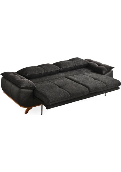 Azir Yataklı ve Bazalı Üç Adet Üçlü Kanepe & 3'lü Koltuk (3+3+3) - Antrasit