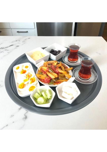 Paslanmaz Çelik Sini Yer Sofrası 45 cm Sofra Yemek Tepsisi Kahvaltı Tepsisi