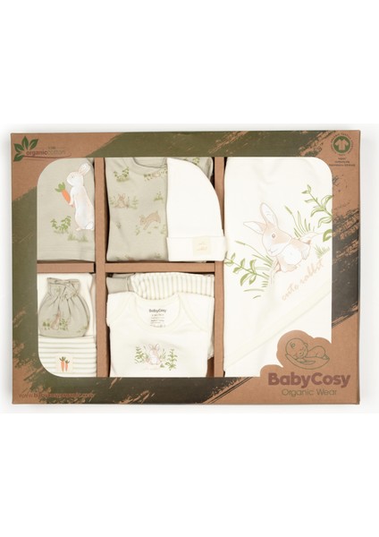 Unisex Bebek Organik Pamuklu Naturel Tavşan Desenli 10'lu Hastane Çıkışı Seti modelleri