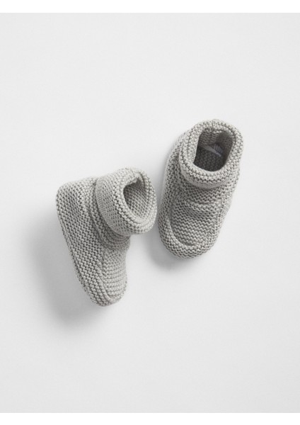 Bebek Gri Örgü Patik