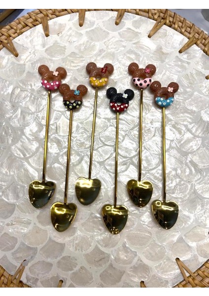 Altın Mıcky Mouse Desen 6'lı Kahve/çay Kaşık fiyatları