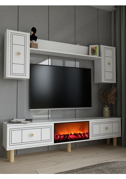 Dariodd Bohem Şömineli (A) Tv Ünitesi Takımı Beyaz-Beyaz fiyatları