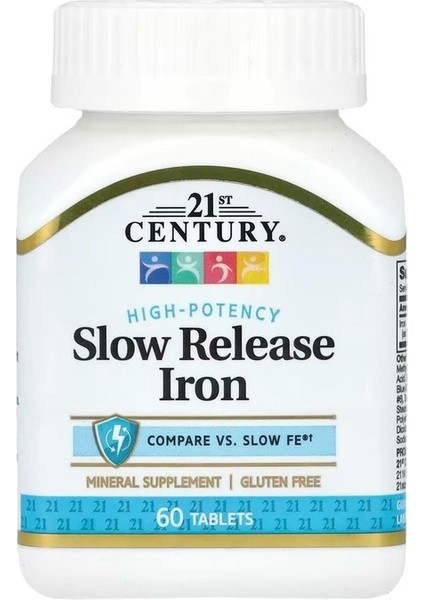 Slow Release Iron -Yavaş Salınımlı Demir, Yüksek Etkili, 60 Tablet