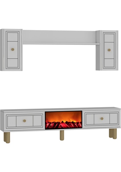 Dariodd Bohem Şömineli (A) Tv Ünitesi Takımı Beyaz-Beyaz modelleri