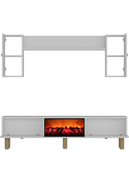 Dariodd Bohem Şömineli (A) Tv Ünitesi Takımı Beyaz-Beyaz fırsatları