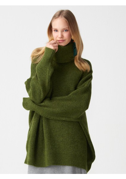 2268 Balıkçı Yaka Geniş Kazak-Haki