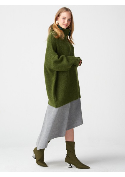 2268 Balıkçı Yaka Geniş Kazak-Haki fiyatları