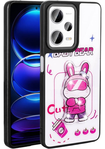 Redmi Note 12 Pro Plus 5g Kılıf Şirin Hayvan Figürlü ve Simli Sert Silikon Kapak Royal Case/amas