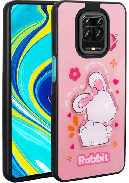 Redmi Note 9 Pro Kılıf Şirin Hayvan Figürlü ve Simli Sert Silikon Kapak Royal Case/amas