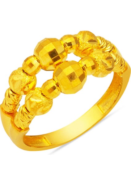 Çift Sıra 14 Ayar Dorika Altın Yüzük