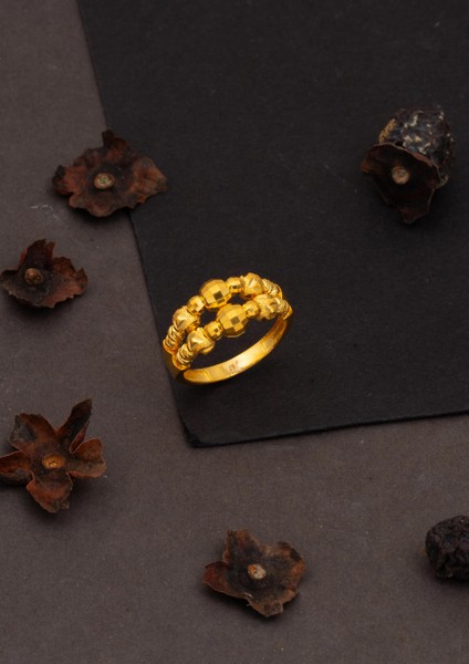 Çift Sıra 14 Ayar Dorika Altın Yüzük modelleri