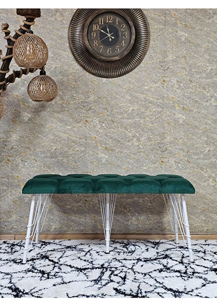 Metal Beyaz Tel Ayaklı 100 cm Puf Bench - Puf - Bench - Oturak - Mutfak Oturağı - Antre Oturağı Yeşil Renk 100 x 40 Boyut/ebat fiyatları
