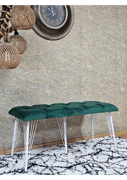 Metal Beyaz Tel Ayaklı 100 cm Puf Bench - Puf - Bench - Oturak - Mutfak Oturağı - Antre Oturağı Yeşil Renk 100 x 40 Boyut/ebat modelleri