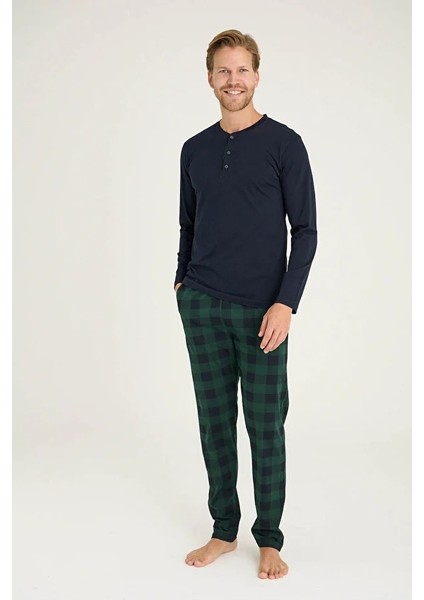 Uzun Kol Ekoseli Erkek Pijama Takım 9221