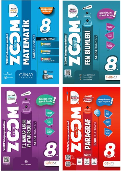 8. Sınıf Zoom Serisi Matematik Fen Bilimleri Inkılap Tarihi Paragraf Soru Bankası Seti 2026 Güncel Basım