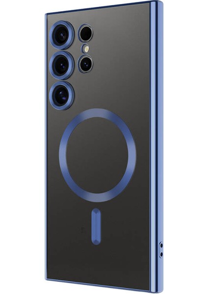 Samsung Galaxy S24 Ultra Kılıf M-Safe Destekli ve Kenarları Parlak Arkası Şeffaf Şık Silikon Kapak Royal Case/demre