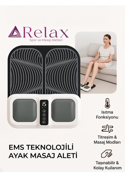 Ems Teknolojili Isıtmalı Ayak Masaj Aleti – Çok Fonksiyonlu, Dijital Ekranlı