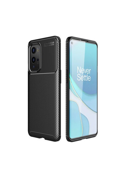 One Plus 9 Pro Kılıf Karbon Desenli Esnek Yüksek Kaliteli Meteryalden Üretilmiş Silikon Kapak Ryc/negro
