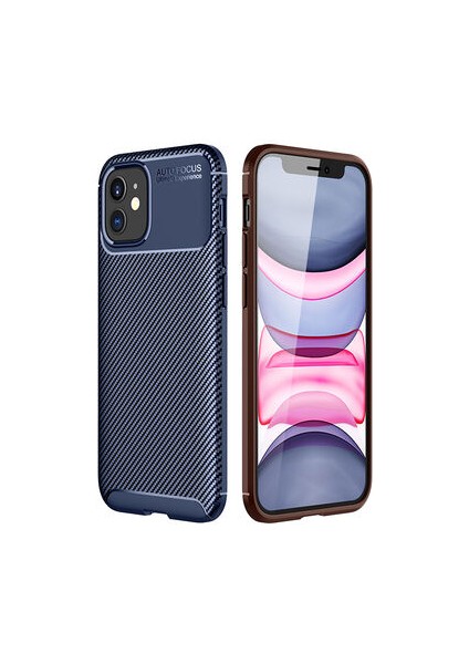 iPhone 12 Mini Kılıf Karbon Desenli Esnek Yüksek Kaliteli Meteryalden Üretilmiş Silikon Kapak Ryc/negro