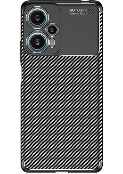 Poco F5 Kılıf Karbon Desenli Esnek Yüksek Kaliteli Meteryalden Üretilmiş Silikon Kapak Ryc/negro