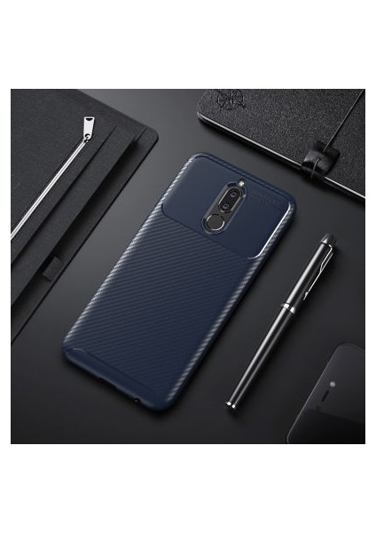 Huawei Mate 10 Lite Kılıf Karbon Desenli Esnek Yüksek Kaliteli Meteryalden Üretilmiş Silikon Kapak Ryc/negro