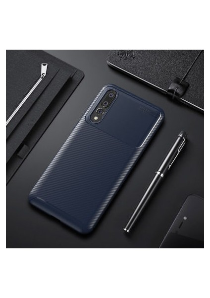 Huawei P20 Pro Kılıf Karbon Desenli Esnek Yüksek Kaliteli Meteryalden Üretilmiş Silikon Kapak Ryc/negro