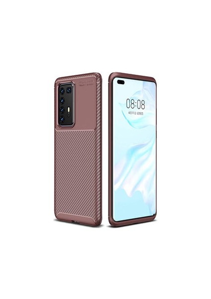 Huawei P40 Pro Kılıf Karbon Desenli Esnek Yüksek Kaliteli Meteryalden Üretilmiş Silikon Kapak Ryc/negro