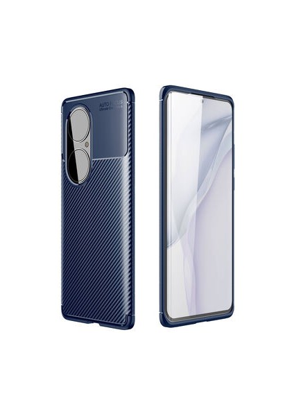 Huawei P50 Pro Kılıf Karbon Desenli Esnek Yüksek Kaliteli Meteryalden Üretilmiş Silikon Kapak Ryc/negro