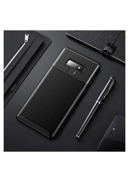 Samsung Galaxy Note 9 Kılıf Karbon Desenli Esnek Yüksek Kaliteli Meteryalden Üretilmiş Silikon Kapak Ryc/negro