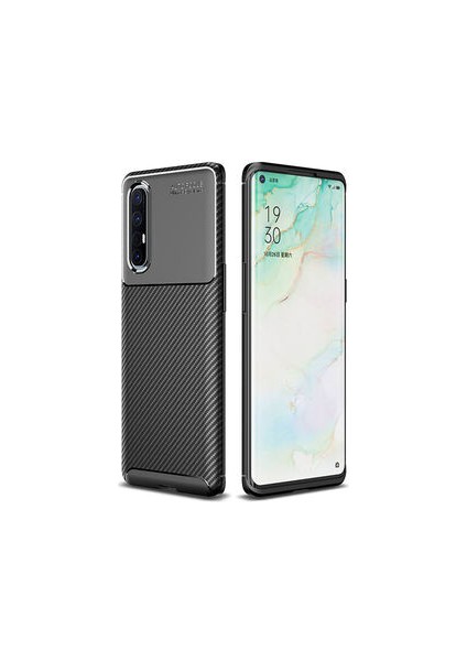 Oppo Reno 3 Pro 5g Kılıf Karbon Desenli Esnek Yüksek Kaliteli Meteryalden Üretilmiş Silikon Kapak Ryc/negro