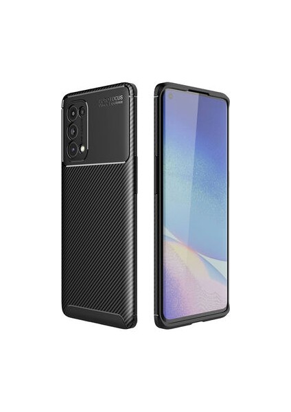 Oppo Reno 5 Pro 5g Kılıf Karbon Desenli Esnek Yüksek Kaliteli Meteryalden Üretilmiş Silikon Kapak Ryc/negro