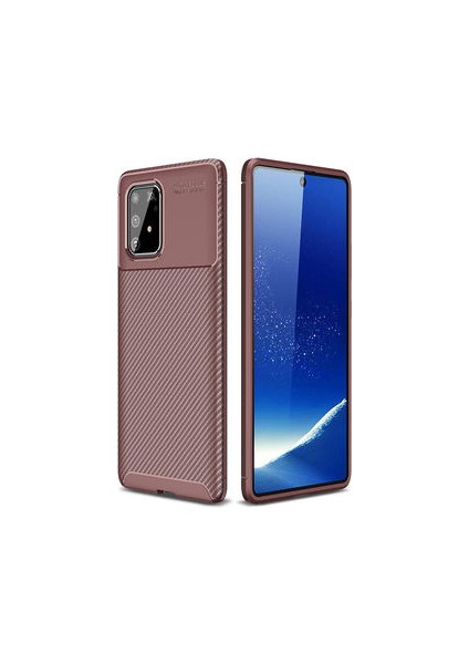 Samsung Galaxy A91 Kılıf Karbon Desenli Esnek Yüksek Kaliteli Meteryalden Üretilmiş Silikon Kapak Ryc/negro