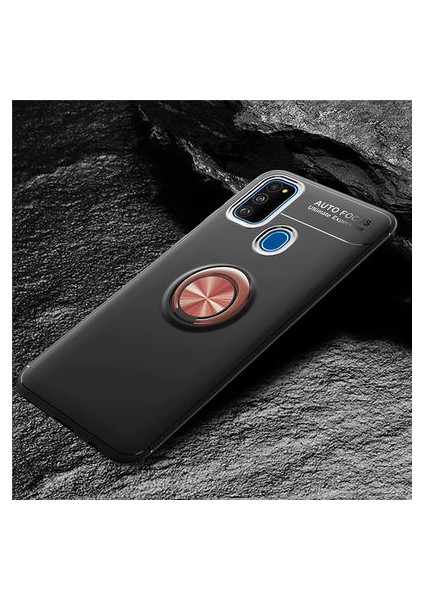 Samsung Galaxy M30S Kılıf Yüzüğü Stant ve Araç Tutucu Olabilen Şık Esnek Premium Silikon Kapak Ryc/ravel
