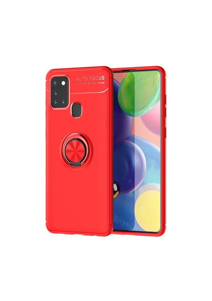 Samsung Galaxy A21S Kılıf Yüzüğü Stant ve Araç Tutucu Olabilen Şık Esnek Premium Silikon Kapak Ryc/ravel