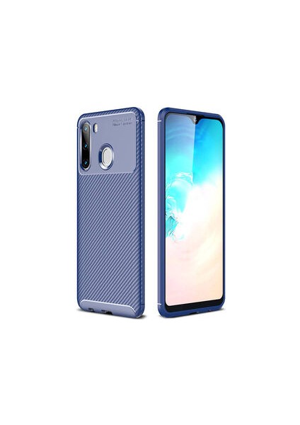 Samsung Galaxy A21 Kılıf Karbon Desenli Esnek Yüksek Kaliteli Meteryalden Üretilmiş Silikon Kapak Ryc/negro