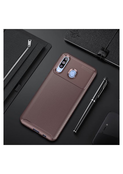 Samsung Galaxy M30 Kılıf Karbon Desenli Esnek Yüksek Kaliteli Meteryalden Üretilmiş Silikon Kapak Ryc/negro