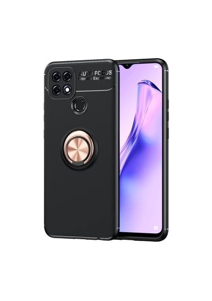 Oppo A15 Kılıf Yüzüğü Stant ve Araç Tutucu Olabilen Şık Esnek Premium Silikon Kapak Ryc/ravel